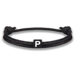 GD GOOD.designs EST. 2015 Armband mit Buchstabe P zu Valentinstag | Verstellbares Partnerarmband (14cm - 25cm) mit schwarz geflochtenen Seil von GD GOOD.designs EST. 2015