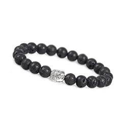 GD GOOD.designs Buddha Armband für Damen und Herren I Perlenarmband mit echten 8mm Lava Perlen I Schwarzes Kugelarmband von GD GOOD.designs
