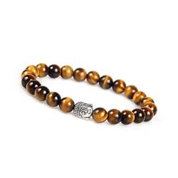 GD GOOD.designs EST. 2015 Buddha Armband für Damen und Herren I Perlenarmband mit echten 8mm Tigerauge Perlen I Braunes Kugelarmband von GD GOOD.designs EST. 2015