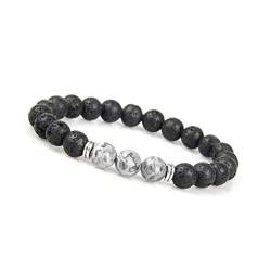 GD GOOD.designs EST. 2015 Chakra Perlenarmband Grau für Herren - Naturstein Armband mit schwarzen Lava Perlen I Unisize Energiearmband Männer von GD GOOD.designs EST. 2015