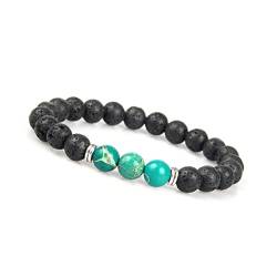 GD GOOD.designs EST. 2015 Chakra Perlenarmband Grün für Herren - Naturstein Armband mit schwarzen Lava Perlen I Unisize Energiearmband Männer von GD GOOD.designs EST. 2015