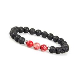 GD GOOD.designs EST. 2015 Chakra Perlenarmband Rot für Herren - Naturstein Armband mit schwarzen Lava Perlen I Unisize Energiearmband Männer von GD GOOD.designs EST. 2015