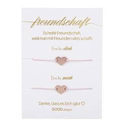 GD GOOD.designs EST. 2015 Freundschaftsarmband für 2 mit Herz Armband in 18K Rosegold I Beste Freundin Geschenk - Individuell verstellbare BFF Ketten für zwei I Freundschaftsketten für Damen von GD GOOD.designs EST. 2015