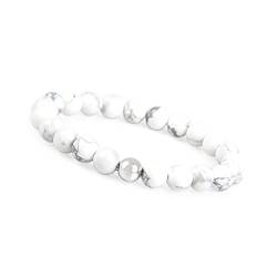 GD GOOD.designs Howlith Armband mit 925 Echtsilber Perle I Weißes Kugelarmband für Damen und Herren von GD GOOD.designs