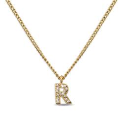 GD GOOD.designs EST. 2015 Kette Buchstabe R Gold für Damen I 18K vergoldete Halskette mit Zirkonia Initialien I Goldene Edelstahl Buchstabenkette (Buchstabe R) von GD GOOD.designs EST. 2015