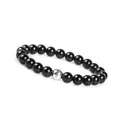 GD GOOD.designs Obsidian Armband mit 925 Echtsilber Perle I Schwarzes Kugelarmband für Damen und Herren von GD GOOD.designs