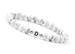 GD GOOD.designs Pärchen Armband mit Buchstaben D I Partnerarmband aus Howlith Perlen (Buchstabe D) von GD GOOD.designs