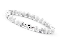 GD GOOD.designs EST. 2015 Pärchen Armband mit Buchstaben G I Partnerarmband aus Howlith Perlen (Buchstabe G) von GD GOOD.designs EST. 2015
