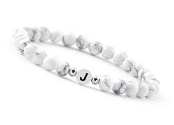 GD GOOD.designs Pärchen Armband mit Buchstaben J I Partnerarmband aus Howlith Perlen (Buchstabe J) von GD GOOD.designs
