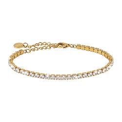 GD GOOD.designs Tennisarmband Gold für Damen I Cubic Zirkonia Armband I Goldene Armkette mit Kristall Steinen (3mm) von GD GOOD.designs