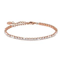 GD GOOD.designs EST. 2015 Tennisarmband Roségold für Damen I Cubic Zirkonia Armband I Rosegoldene Armkette mit Kristall Steinen (3mm) von GD GOOD.designs EST. 2015