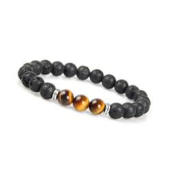 GD GOOD.designs EST. 2015 Tigerauge Armband für Herren - Naturstein Armband mit schwarzen Lava Perlen I UnisizBude Energiearmband Männer von GD GOOD.designs EST. 2015