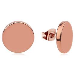 Ohrringe Roségold rund für Damen - Wasserfest I Roségoldene Knopf Ohrstecker mit Platte I Minimalistische Edelstahl Kreis Stecker mit 18 Karat Vergoldung von GD GOOD.designs EST. 2015