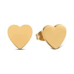 Ohrstecker Herz Gold für Damen mit 18K Vergoldung - inkl Geschenkbox I goldene Herzen Ohrringe von GD GOOD.designs EST. 2015