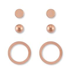 Ohrstecker Set Roségold für Damen - drei roségoldene, hautverträgliche Stecker Ohrringe I Ohrschmuck mit 18 Karat Vergoldung von GD GOOD.designs EST. 2015