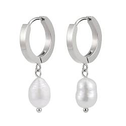 Perlenohrringe silber hängend mit echten Süßwasserperlen - Wasserfest - Damen Creolen in 18 Karat Gold oder Silber I Kreolen Ohrringe Perlen Anhänger von GD GOOD.designs