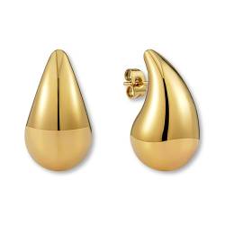 Tropfen Ohrringe Gold 18K für Damen I Dupes Ohrringe aus hautverträglichem goldenen Edelstahl I Waterdrop Earrings von GD GOOD.designs EST. 2015