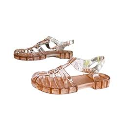 GD-SJK Gummi-Damensandalen,Unisex Kunststoff Sandalen,Damen Klassische transparente Schnallenschuhe,Gummisandalen,Kristall-Strandschuhe (Braun,38) von GD-SJK