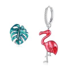 GDDX Schlange/Flamingo Creolen Asymmetrische Ohrringe Sterling Silber Niedlichen Tier Schmuck Geburtstagsgeschenk Für Frauen Mädchen (Flamingo-Ohrringe) von GDDX
