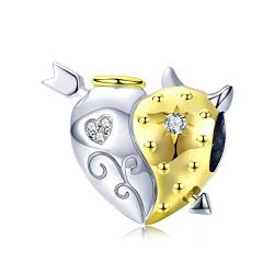 Schneeflocke/Secret Heart Charm für Pandora Armband Sterling Silber Bead Charm für Frauen Mädchen Weihnachtsgeschenke (Engel Teufel Charme) von GDDX