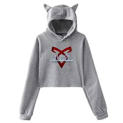 GDESFR Damen Langarm Shadowhunters Print Niedlicher Cat Ear Pullover Hoodie von GDESFR