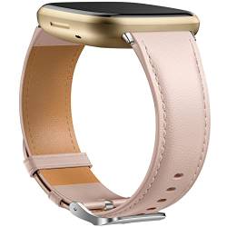 GEAK Kompatibel mit Fitbit Sense Bands und Fitbit Versa 3 Bands für Damen Herren, Leder-Ersatzarmband, langlebig, wasserdicht, Sportarmband, Zubehör für Versa 4 / Sense 2 Smartwatch, Rosa von GEAK