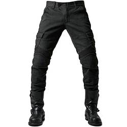 GEBIN Herren Motorradhose, Motorrad Jeans Biker Trousers, Sportliche Motorrad Hose Fahrrad Riding Schutzhose, Mit Protektoren Motorradhose (Black,M) von GEBIN