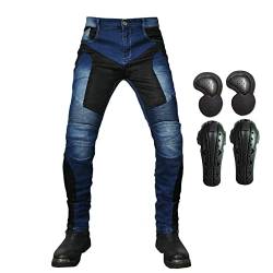 GEBIN Herren Motorradhose Jeans Atmungsaktiv Motorrad Hose Motorradrüstung Schutzauskleidung Motorcycle Biker Pants 4 x Extended Schutz Ausrüstung (Blau,XL=W36.6''(93cm)) von GEBIN
