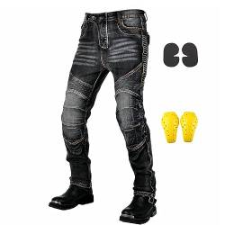 GEBIN Motorradhose Herren, Motorrad Jeans Herren mit Protektoren, Aramidfaser Jeans Herren Motorrad, Motorrad Hose mit Oberschenkeltaschen (Black,M) von GEBIN