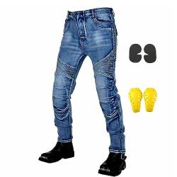 GEBIN Motorradhose Herren, Motorrad Jeans Herren mit Protektoren, Aramidfaser Jeans Herren Motorrad, Motorrad Hose mit Oberschenkeltaschen (Blue,2XL) von GEBIN