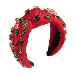 GEDOX Weihnachtsfeier, geknotetes Stirnband, Krawattenknoten-Stoffstirnband, tragbare Kopfbedeckung, süßes Haarband für Partys, Verabredungen, Bühne, geknotete Haarbänder, elastisches von GEDOX