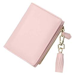 GEEAD Klein Portemonnaie für Frauen, Mini Slim Geldbörse PU Leder Schöne Damengeldbörse Wallet mit 9 Kartenfächern für Damen(Tassel-pink) von GEEAD