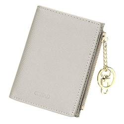 GEEADNB Klein Portemonnaie für Frauen, Mini Slim Geldbörse PU Leder Schöne Damengeldbörse Wallet mit ReißVerschlusstasche und 9 Kartenfächern für Damen und Herren(Grau Kreuzmuster) von GEEADNB