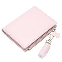 GEEADNB Klein Portemonnaie für Frauen, Mini Slim Geldbörse PU Leder Schöne Damengeldbörse Wallet mit ReißVerschlusstasche und 9 Kartenfächern für Damen und Herren(Tassel Rosa) von GEEADNB