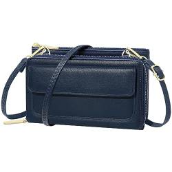 GEEADNB Kleine Crossbody-Tasche für Frauen Handy Geldbörse Geldbeutel Mini-Schultertaschen mit Kartenschlitzen (Marineblau) von GEEADNB