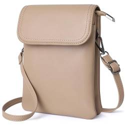 GEEADNB Kleine Crossbody-Taschen für Frauen PU-Leder Handy Portemonnaie mit Schulterriemen (Apricot) von GEEADNB