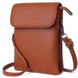GEEADNB Kleine Crossbody-Taschen für Frauen PU-Leder Handy Portemonnaie mit Schulterriemen (Braun) von GEEADNB