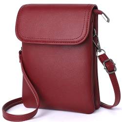 GEEADNB Kleine Crossbody-Taschen für Frauen PU-Leder Handy Portemonnaie mit Schulterriemen (Burgunderrot) von GEEADNB