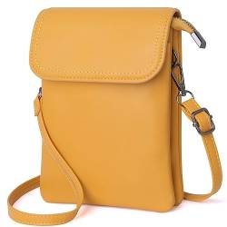 GEEADNB Kleine Crossbody-Taschen für Frauen PU-Leder Handy Portemonnaie mit Schulterriemen (Gelb) von GEEADNB