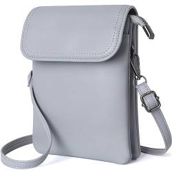 GEEADNB Kleine Crossbody-Taschen für Frauen PU-Leder Handy Portemonnaie mit Schulterriemen (Grau) von GEEADNB