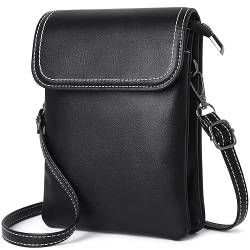 GEEADNB Kleine Crossbody-Taschen für Frauen PU-Leder Handy Portemonnaie mit Schulterriemen (Schwarz) von GEEADNB