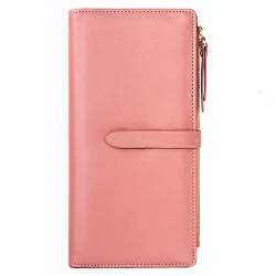 GEEADNB Portemonnaie Damen Gross Ultraflache Brieftasche Kreditkartenhalter Dünne Bifold Clutch-Geldbörsen mit Reißverschlusstasche für Frauen (Rosa) von GEEADNB