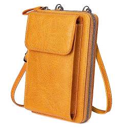 GEEADNB Umhängetasche Damen, Kleine Handy Crossbody Bag zum Umhängen Multifunktionale Moderne Handtasche Schultertasche für Frauen mit Geldbörse Schultergurt (Gelb) von GEEADNB