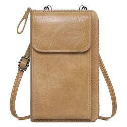 GEEADNB Umhängetasche Damen, Kleine Handy Crossbody Bag zum Umhängen Multifunktionale Moderne Handtasche Schultertasche für Frauen mit Geldbörse Schultergurt (Khaki) von GEEADNB