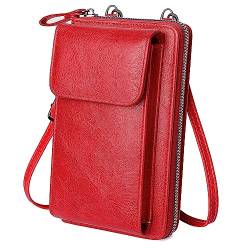 GEEADNB Umhängetasche Damen, Kleine Handy Crossbody Bag zum Umhängen Multifunktionale Moderne Handtasche Schultertasche für Frauen mit Geldbörse Schultergurt (Rot) von GEEADNB