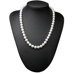 GEEKAA Echte natürliche Süßwasser-Perlenkette in der Nähe von runden Frauen, klassische weiße 925-Silber-Perlenkette (Color : 7-8mm, Size : 6 3/4) von GEEKAA
