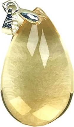 Gelber Citrin-Anhänger, natürlicher Citrin-Kristallstein for Frau Mann Quarz 24 x 15 x 10 mm Perlen Wassertropfen Edelstein Schmuck AAAAA von GEEKAA