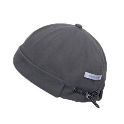 Docker Cap Brimless Hat für Männer Frauen Beanie Rollbündchen Retro Skullcap Miki Hat, Grau, Einheitsgröße von GEGEEN DOMOG