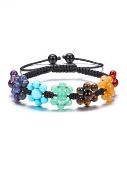 GEHECRST 7 Chakra Armband Edelstein Armbänder Natürliche Chakra Steine Yoga Armband geflochten einstellbar Armband Healing Reiki Energietherapie Glückbringen Edelstein von GEHECRST