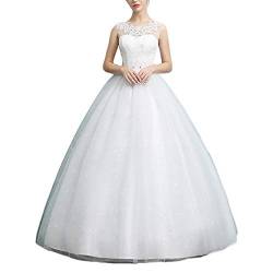 Damen Ballkleid Hochzeitskleider Spitze Brautkleid Partykleid Cocktailkleid Mit Träger Weiß S von GELing